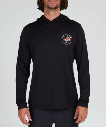 Salty Crew Snap Attack Hood Sunshirt - Black